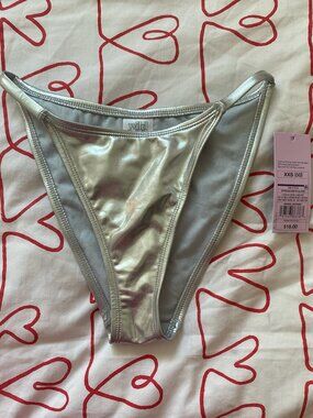 Wild Fable Shimmering Metallic Silver Bikini Bottom XXS NWT